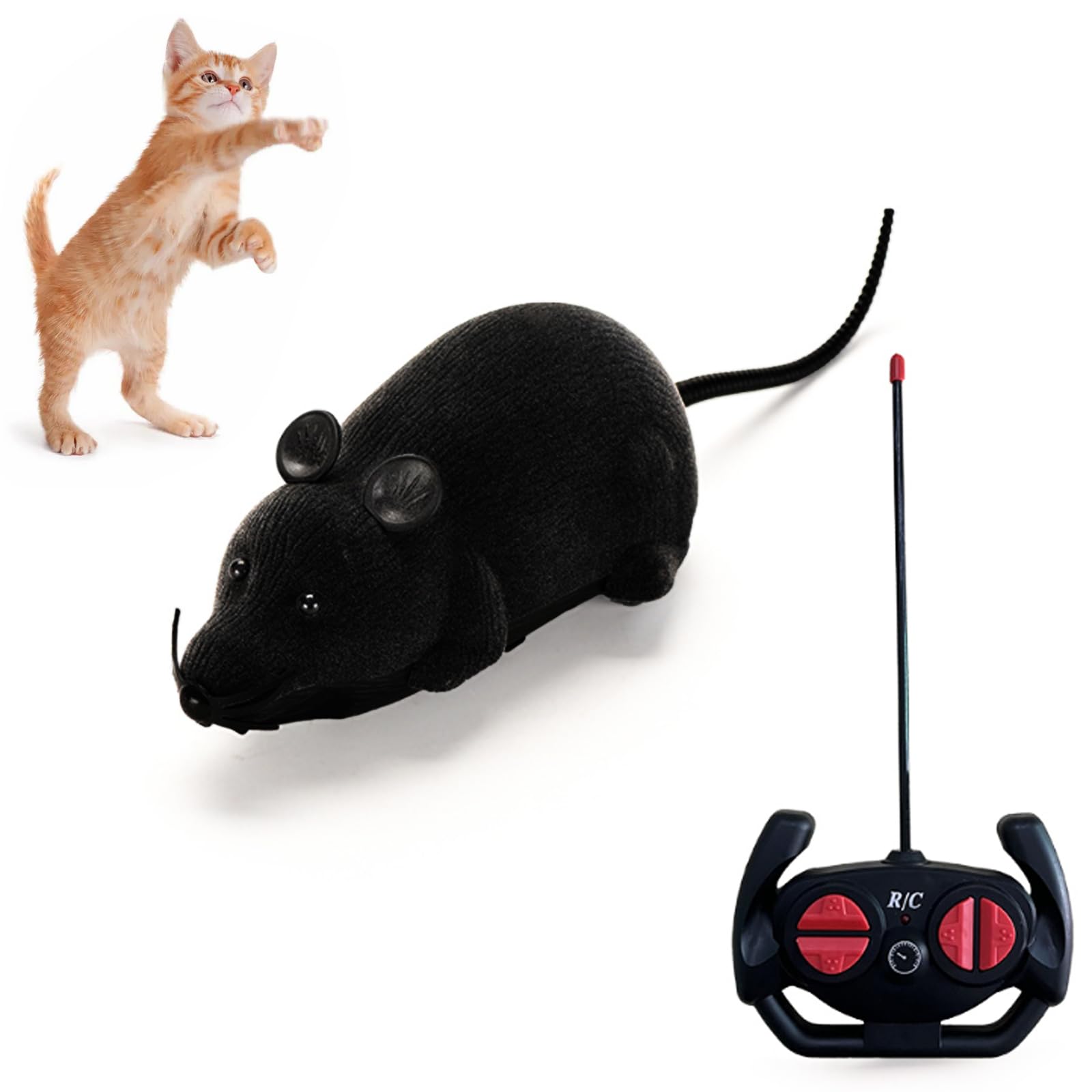 Pixibond remote-control rat toy front view with realistic flocking texture for engaging play.