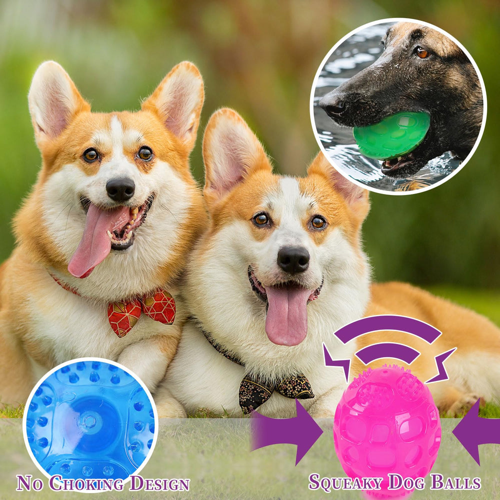 PJDH 3-inch squeaky dog ball green—floats for pool and outdoor play.