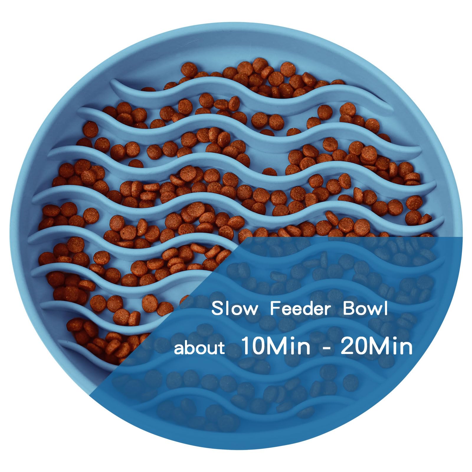PJDH slow feeder bowl blue wave size 2cups supports small to medium dogs' portions.