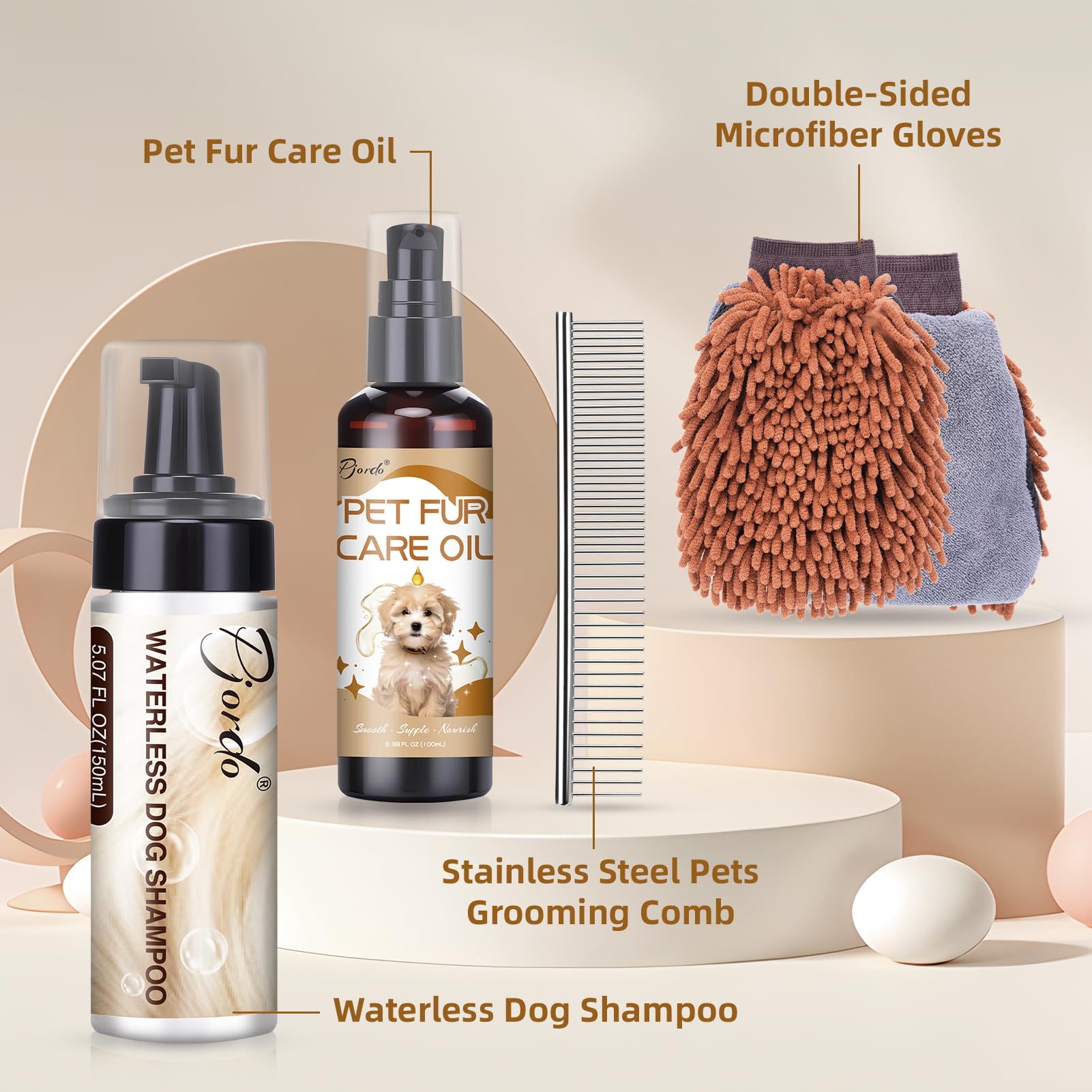 Dog after bath with soft, moisturized fur using Pjordo