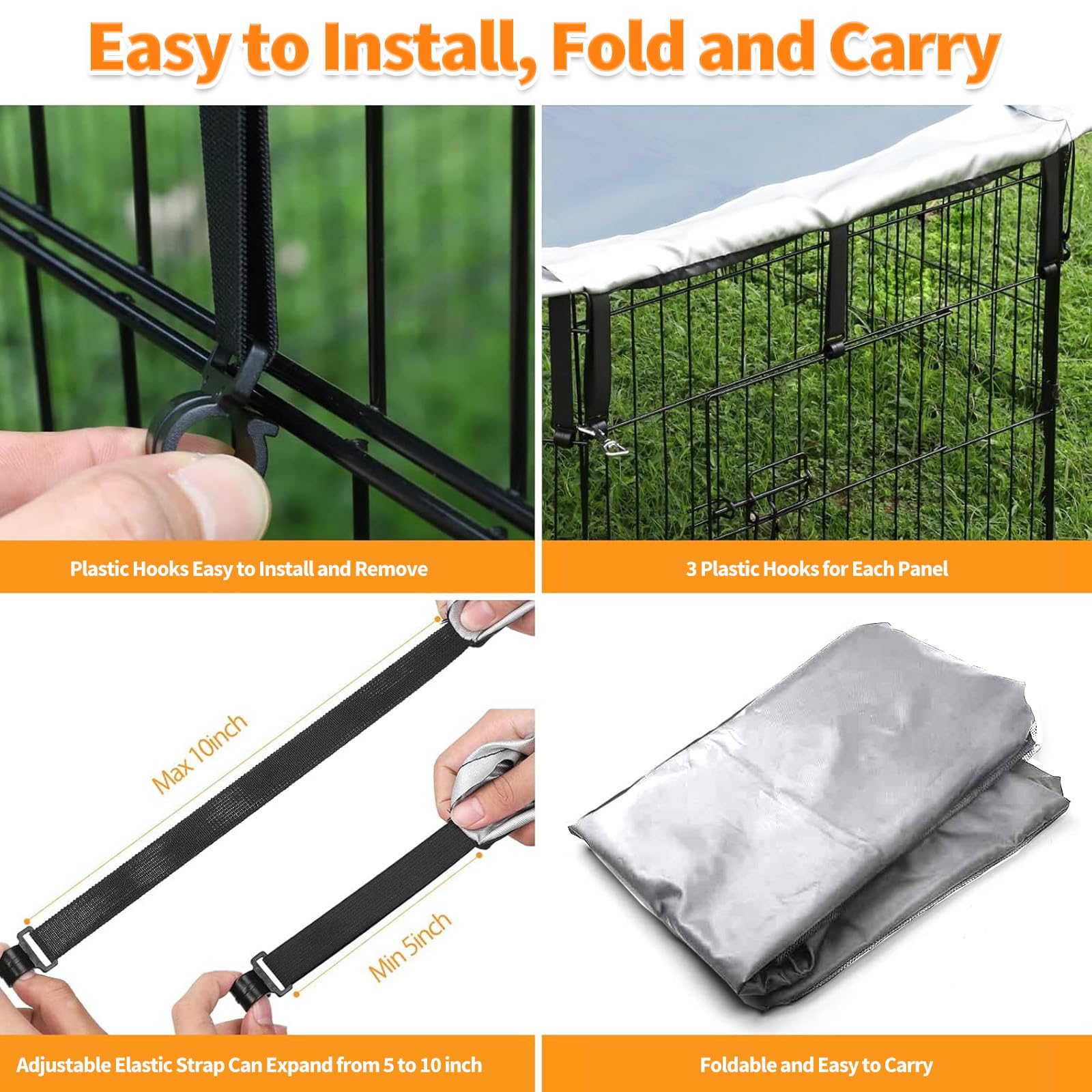 PJYuCien 24-inch eight-panel pen cover showing secure fit