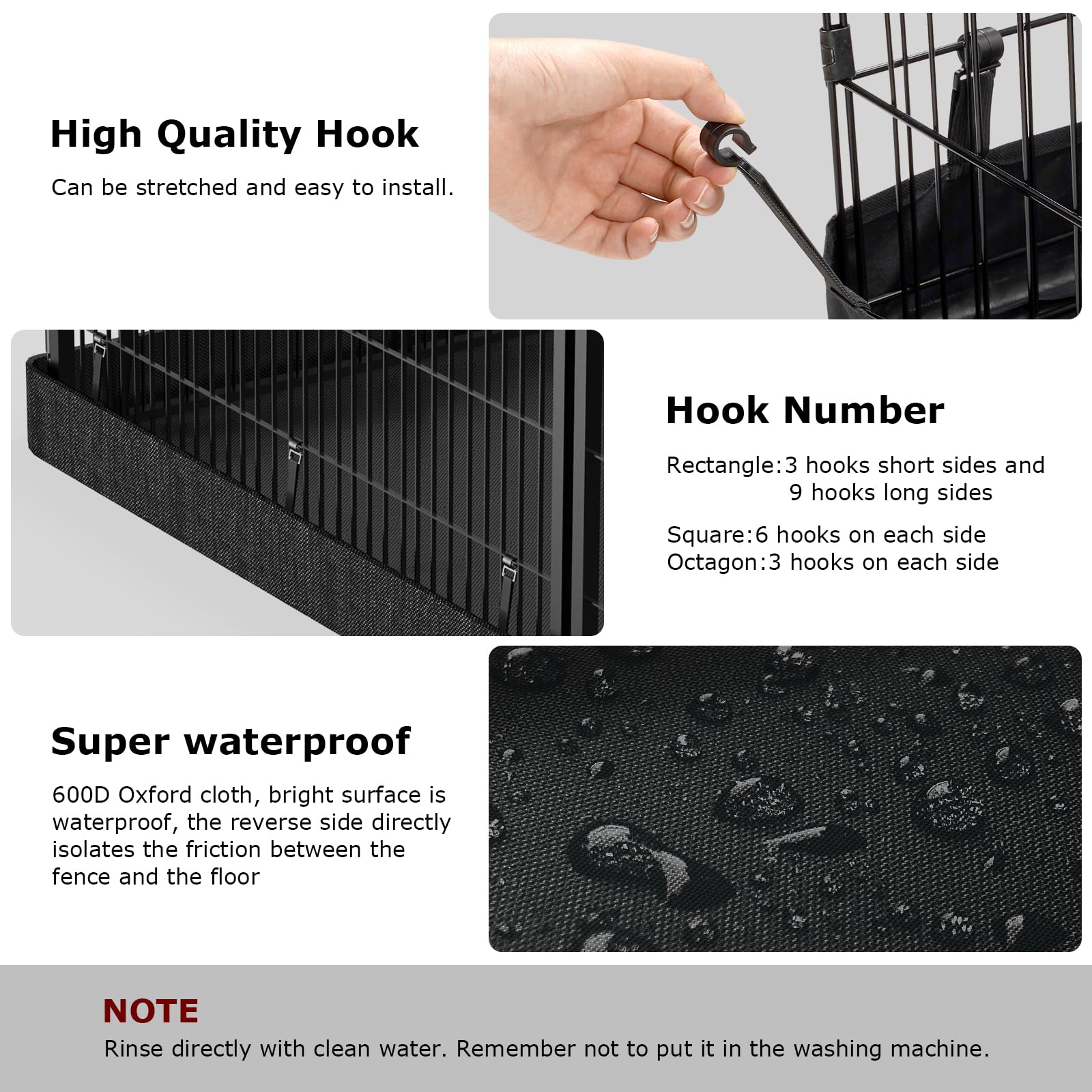 PJYuCien bottom pad with stretch hooks for easy installation and cleanup.