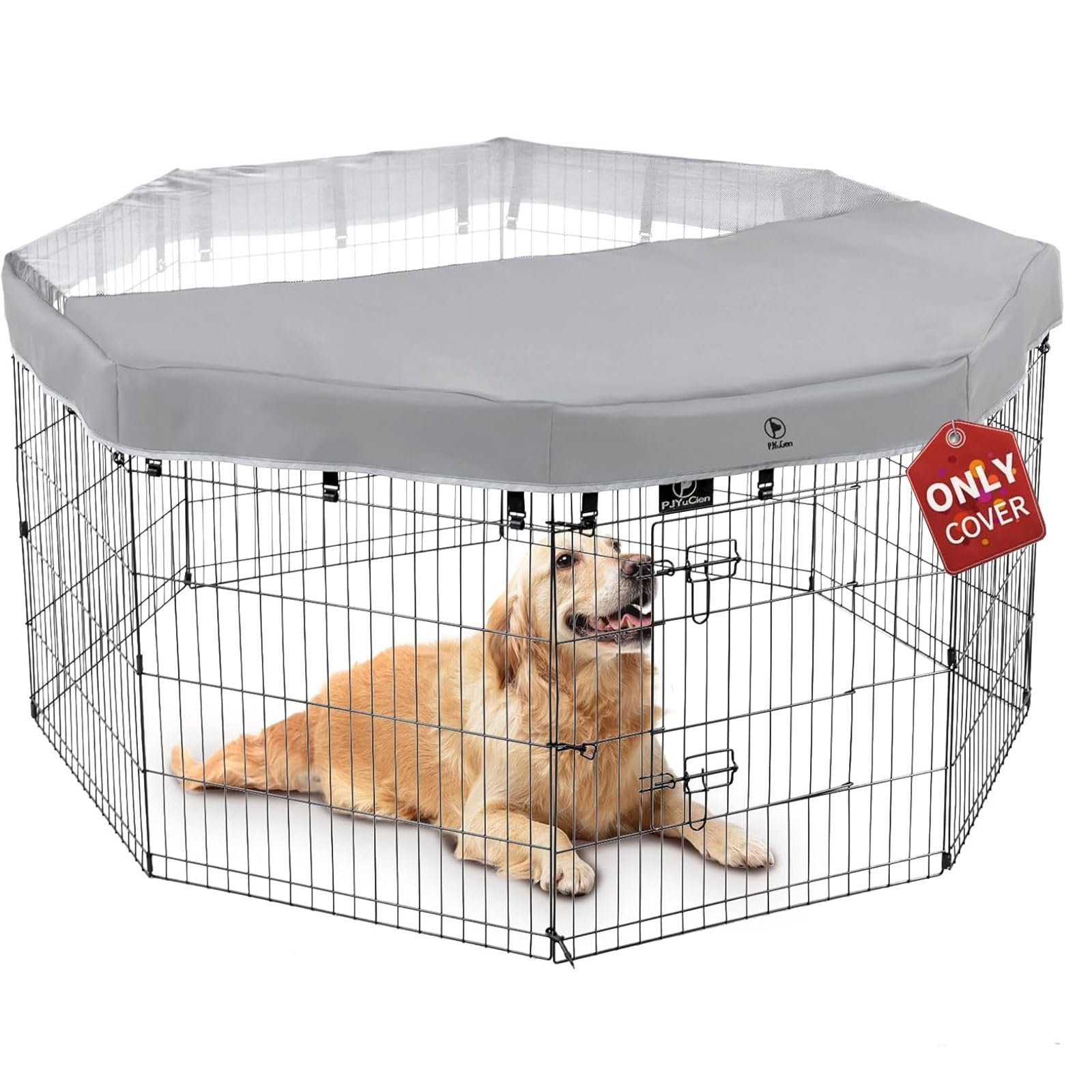 PJYuCien dog playpen cover on 24in pen providing breathable shade