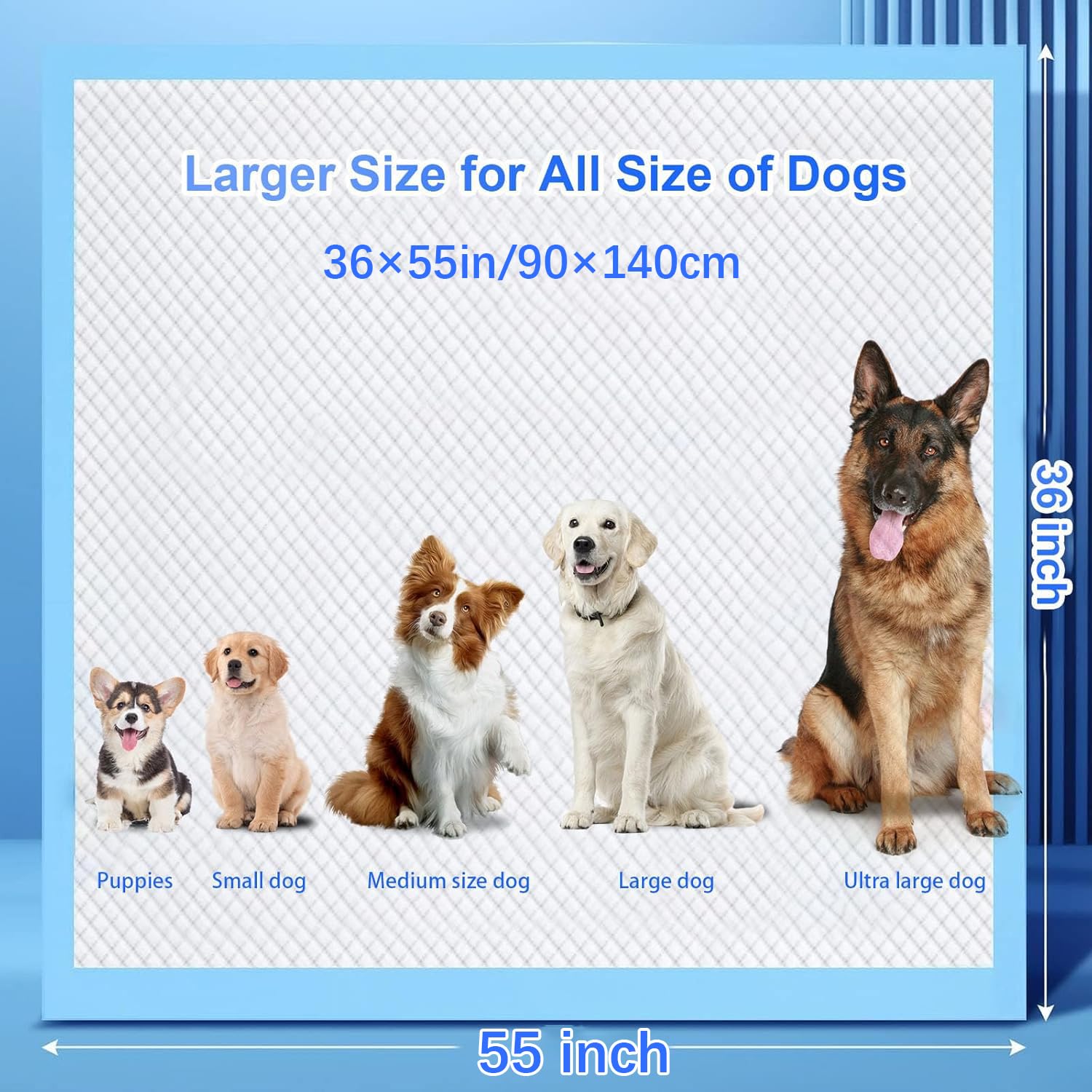 PJYRTOQ puppy pads large 36x55 close-up highlights ultra absorbent core.