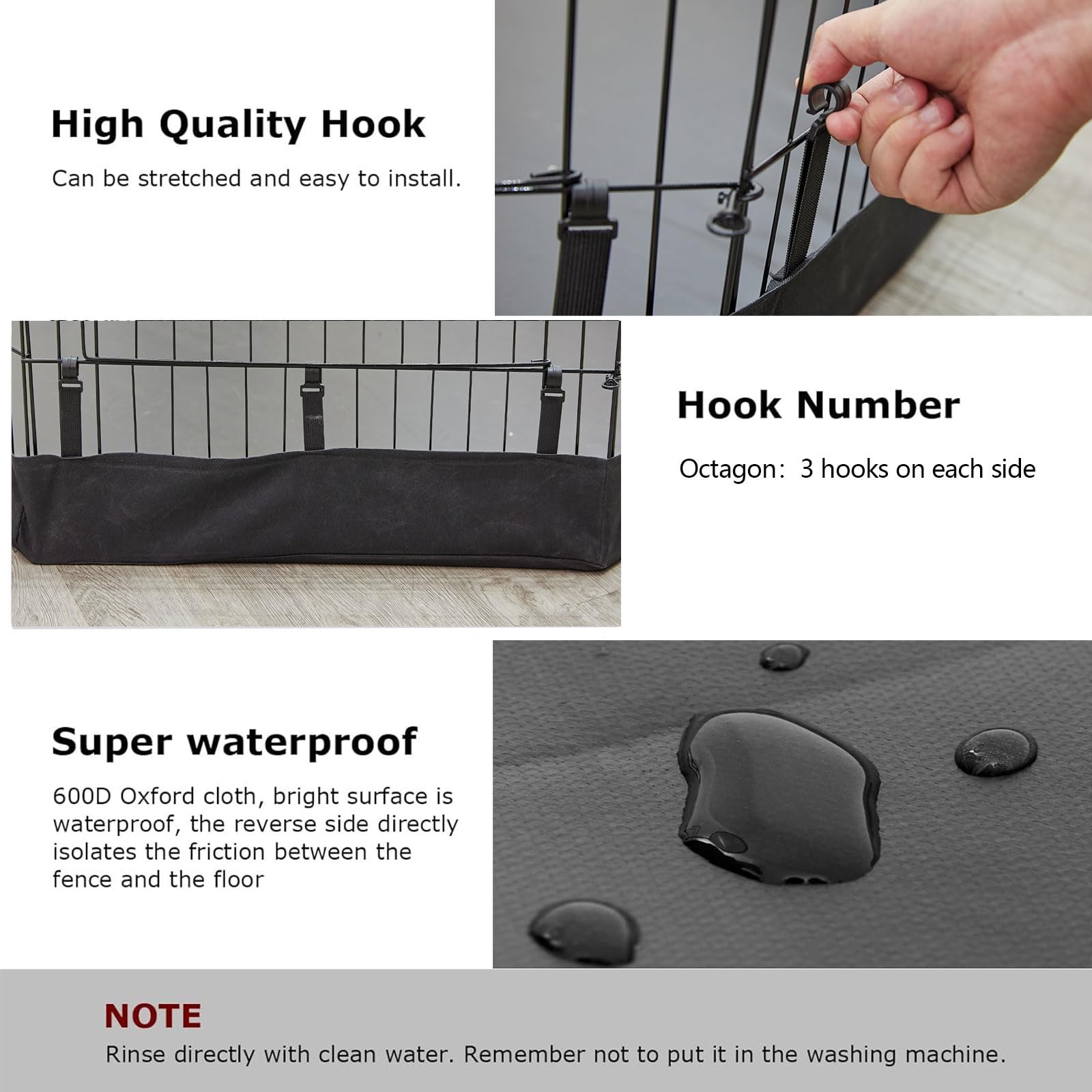 PJYuCien bottom pad fits 24-inch playpen, showing secure size compatibility for clean floors.