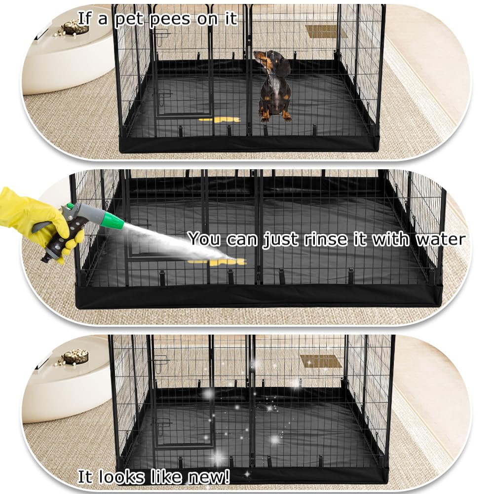 PJYuCien bottom pad laid flat inside a rectangle dog pen setup.
