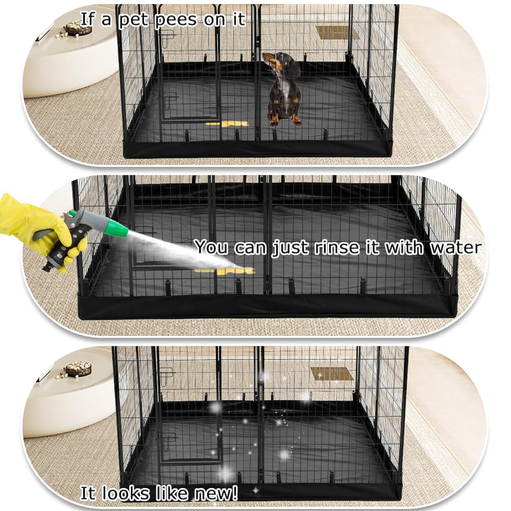 PJYuCien bottom pad laid flat inside a rectangle dog pen setup.