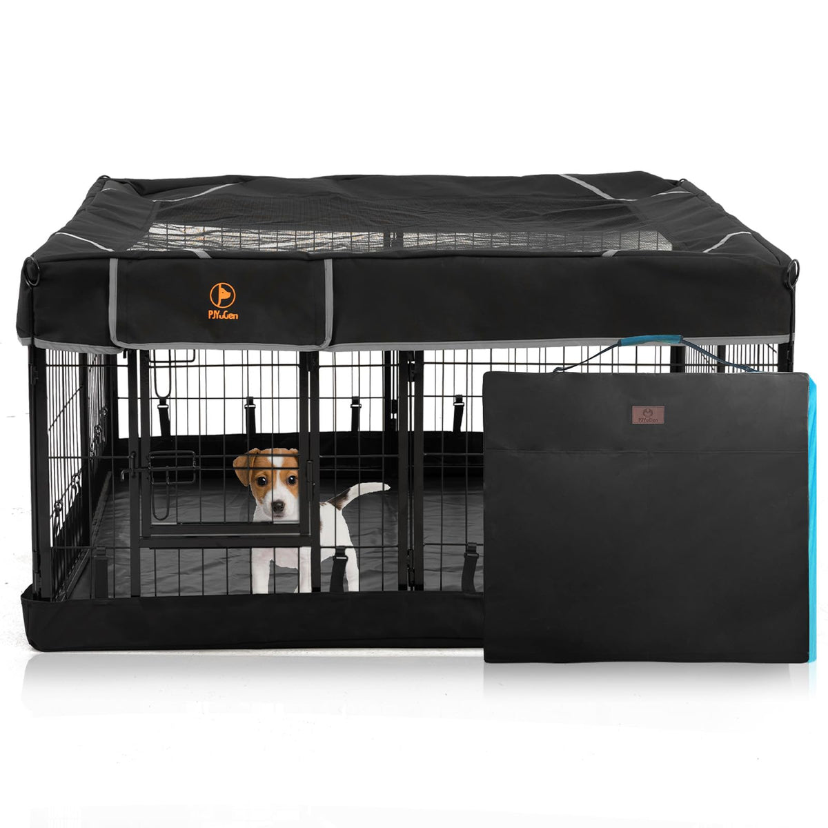 PJYuCien dog playpen eight-panel setup shows spacious play area for small dogs