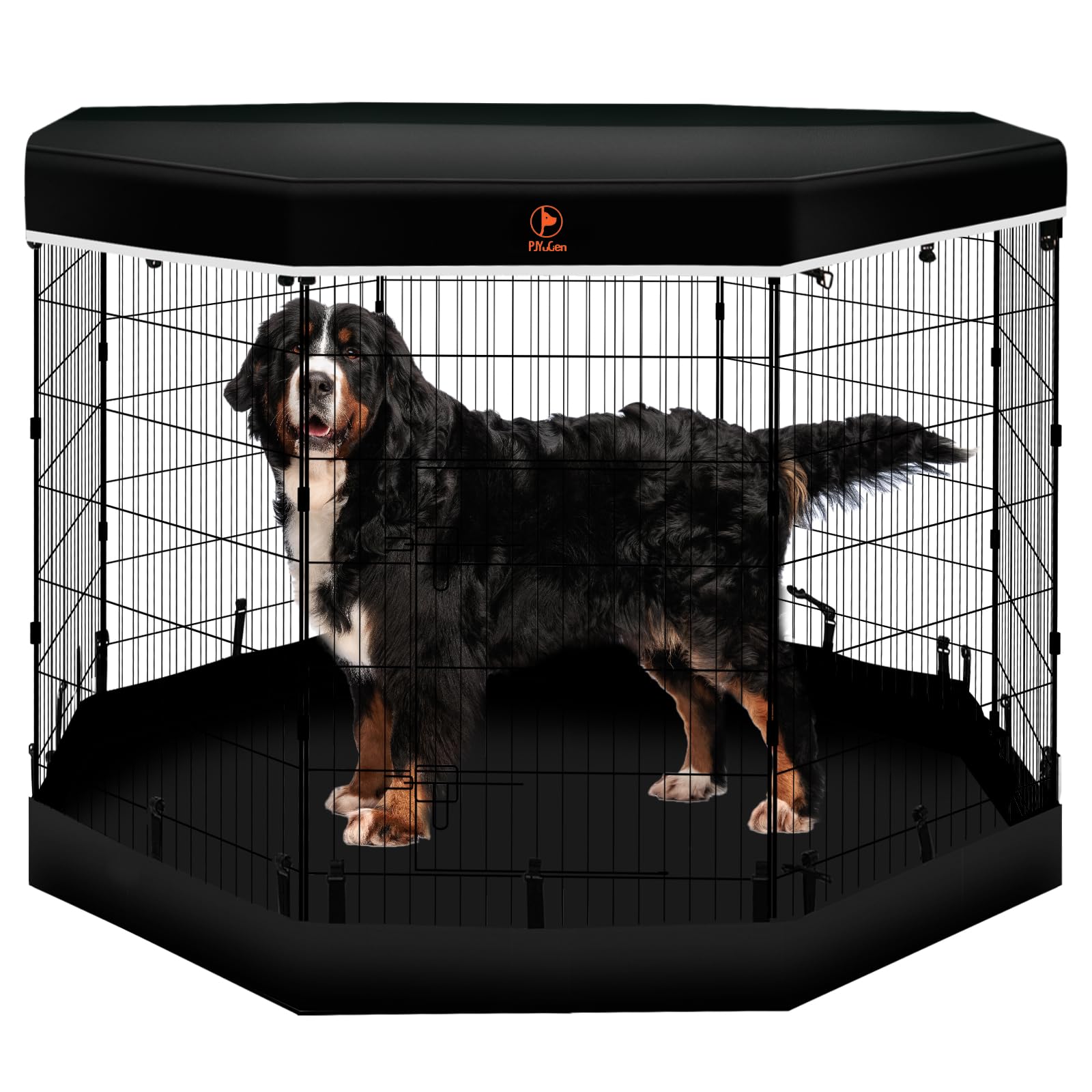 PJYuCien dog playpen with eight panels set up indoors for safe, spacious play.