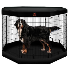 PJYuCien dog playpen with eight panels set up indoors for safe, spacious play.