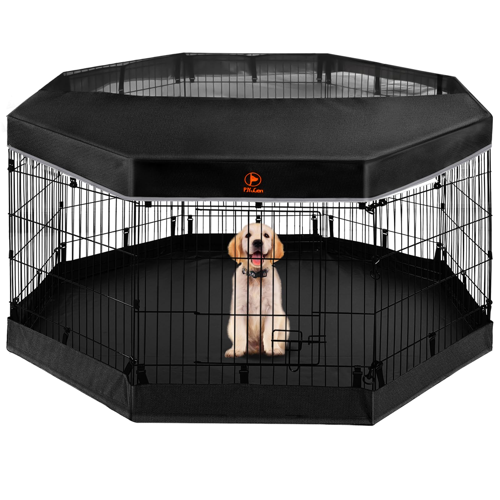 PJYuCien dog playpen assembled with eight panels for versatile indoor or outdoor use