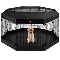 PJYuCien dog playpen assembled with eight panels for versatile indoor or outdoor use