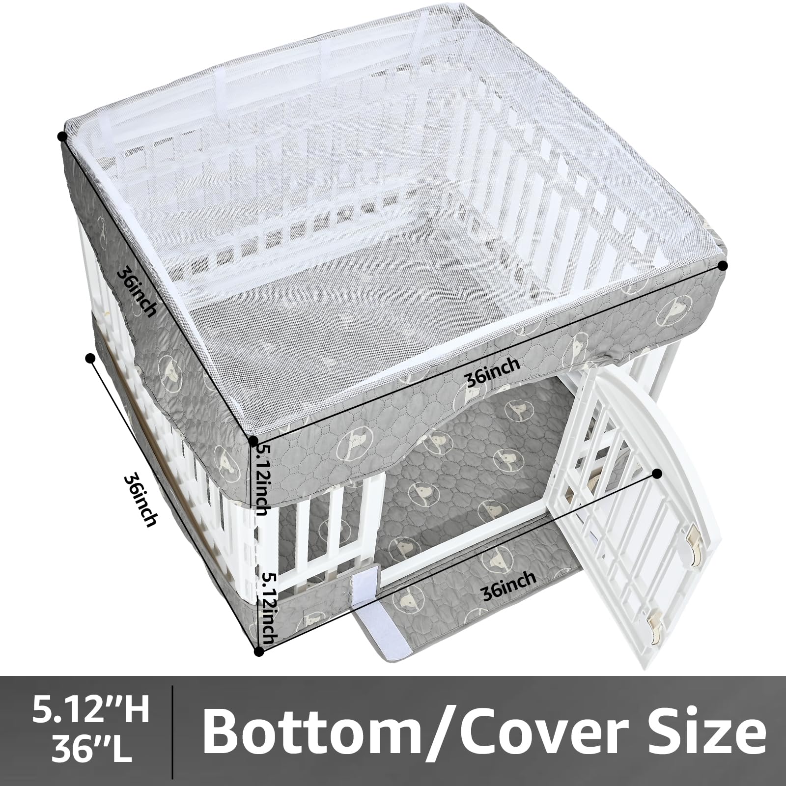 PJYuCien dog playpen bottom pad cover 36-inch back view shows stain-resistant, durable design.
