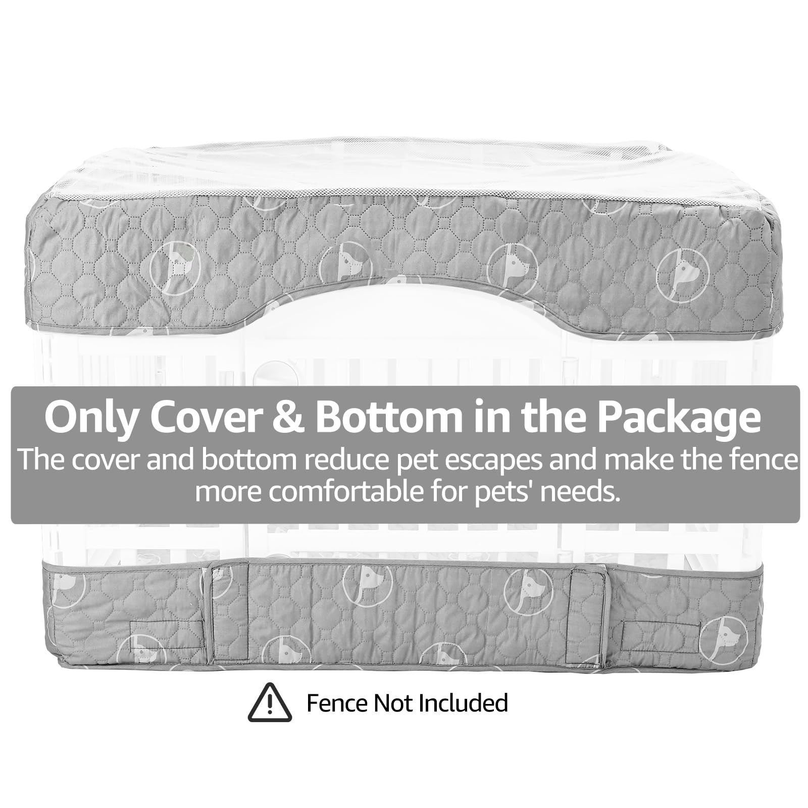PJYuCien dog playpen bottom pad cover 36-inch side view with breathable mesh top.
