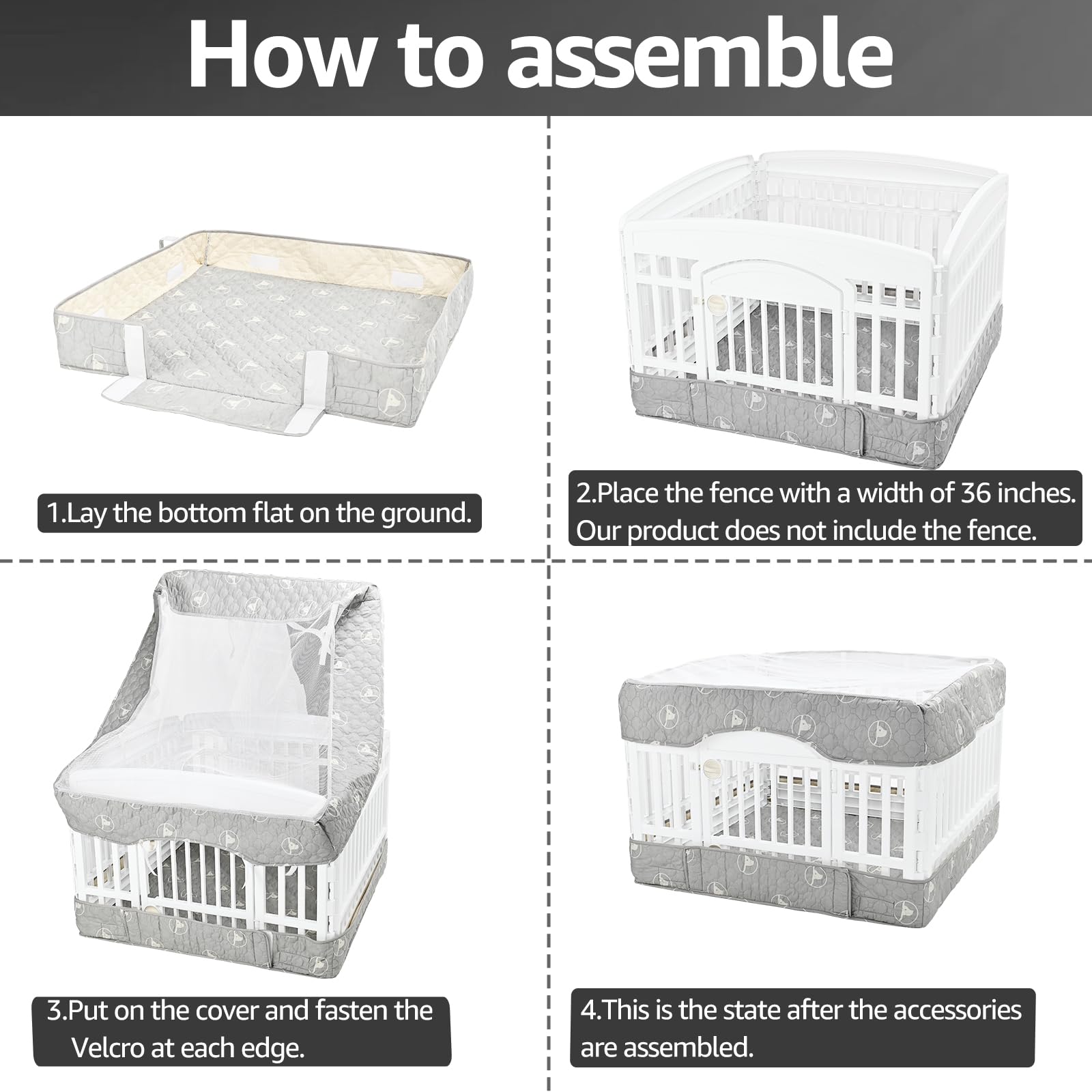 PJYuCien velcro-assembly view shows secure fit with adhesive tabs.