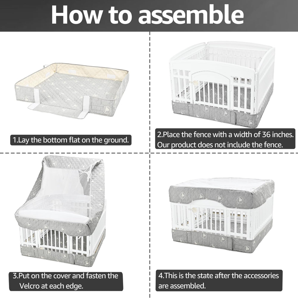 PJYuCien velcro-assembly view shows secure fit with adhesive tabs.
