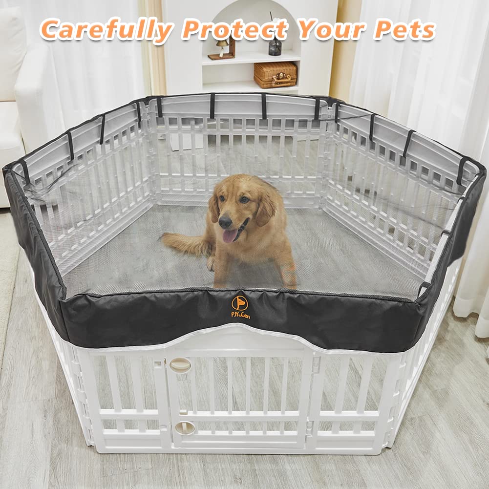 PJYuCien dog playpen cover durable black fabric detail for long-lasting outdoor wear.
