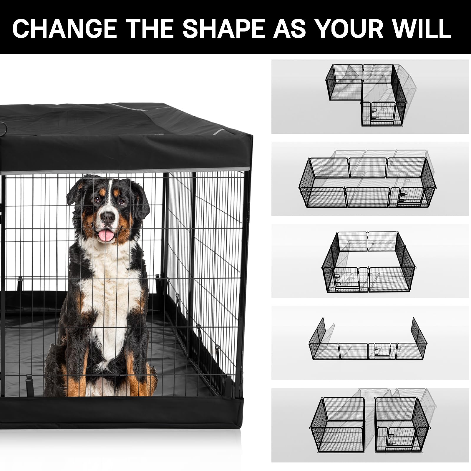 PJYuCien dog playpen cover detail half sun-proof fabric and mesh for airflow
