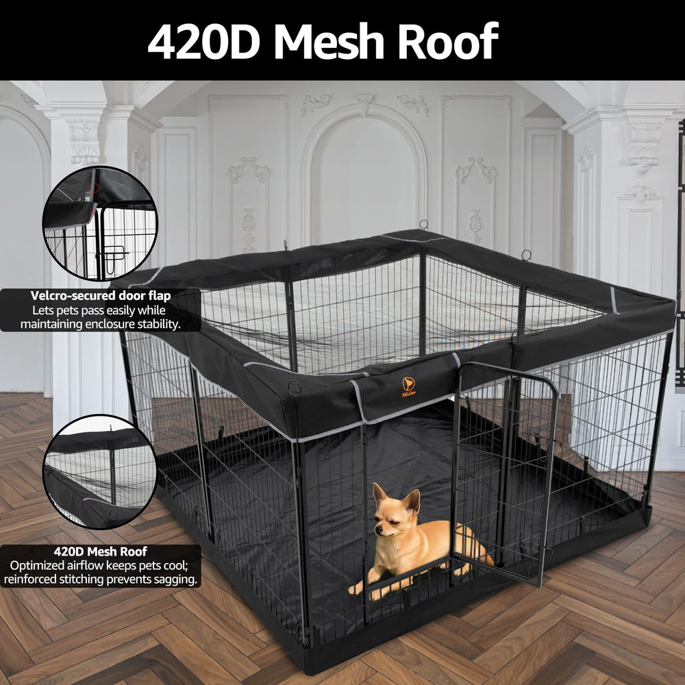 PJYuCien dog playpen dual-latch door secures pet entry