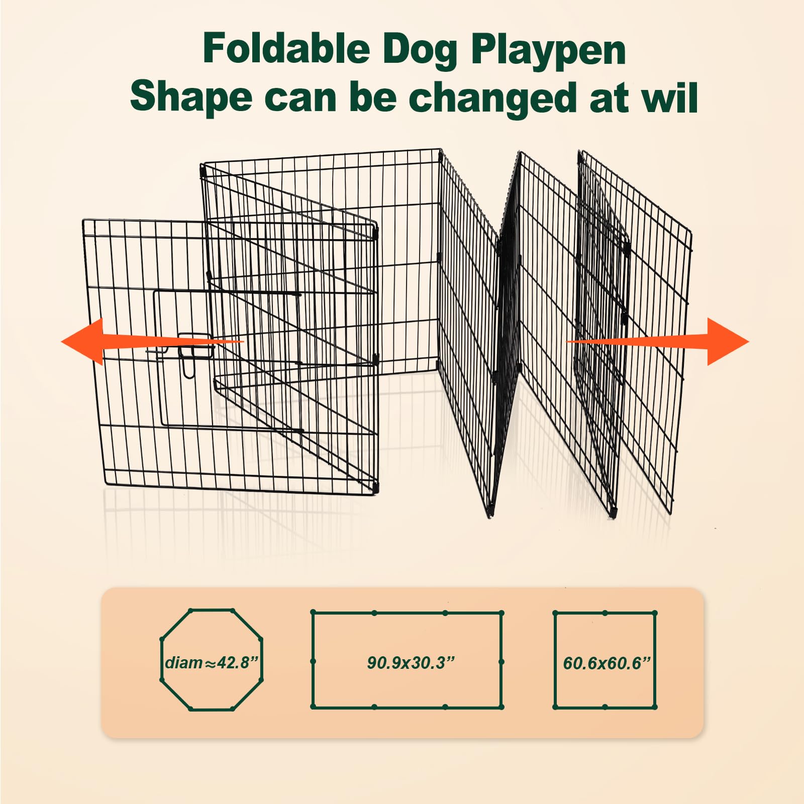PJYuCien dog playpen folded for compact storage and portability.