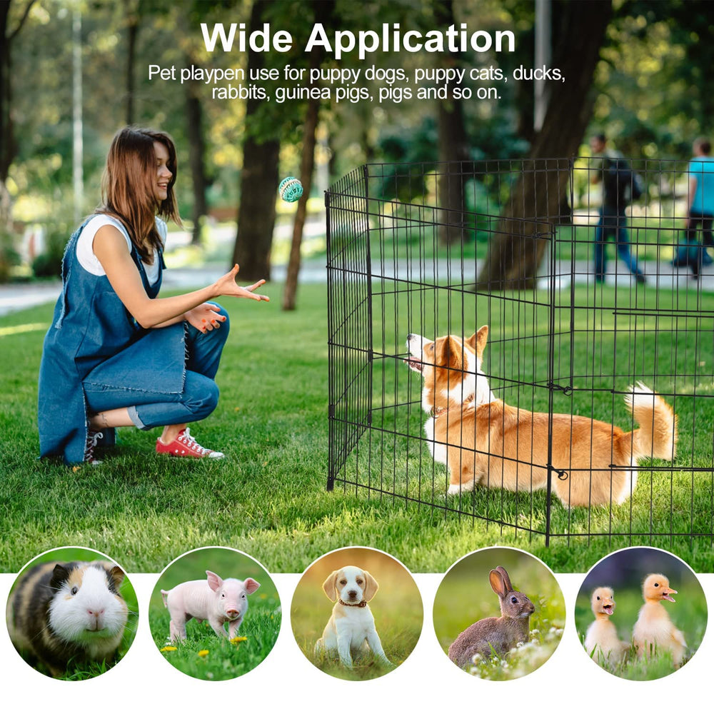 PJYuCien dog playpen with ground stakes secure on grass for outdoors