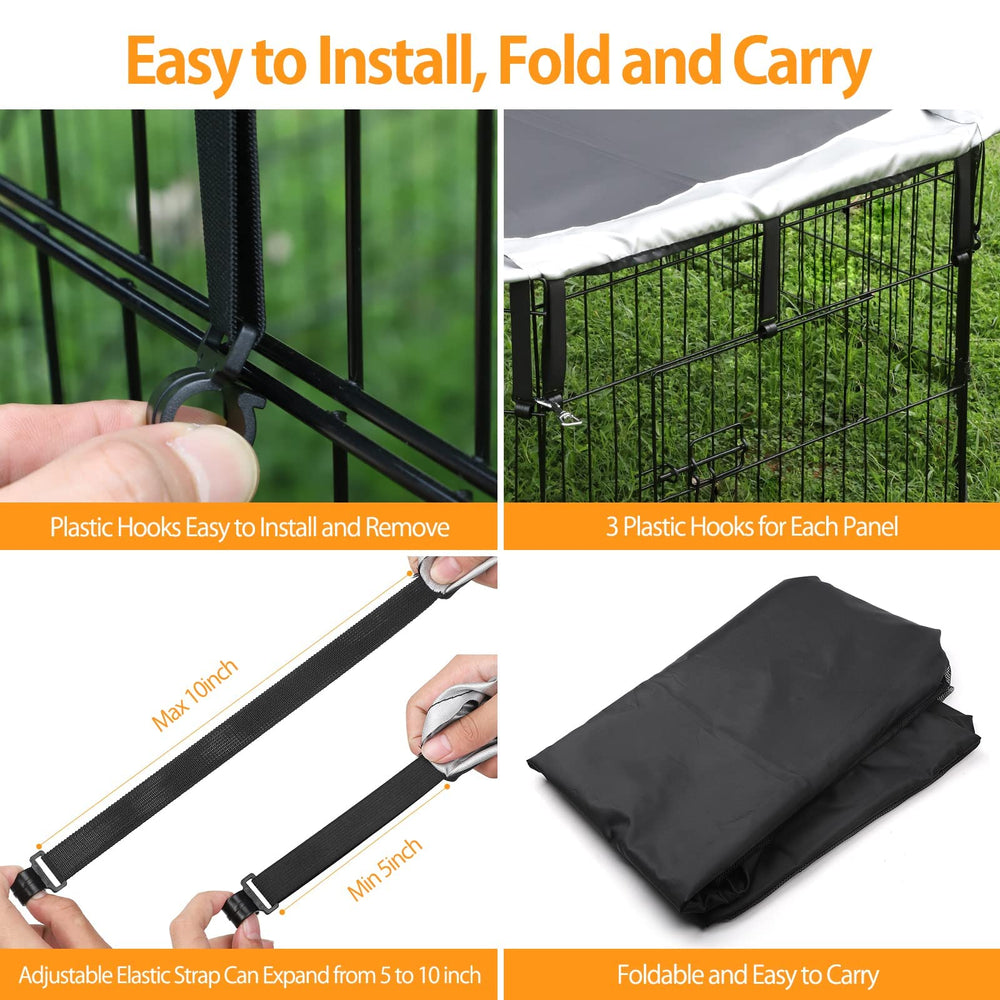 PJYuCien dog playpen mesh top cover assembled fit emphasizes secure enclosure with 24-inch eight-panel pens.