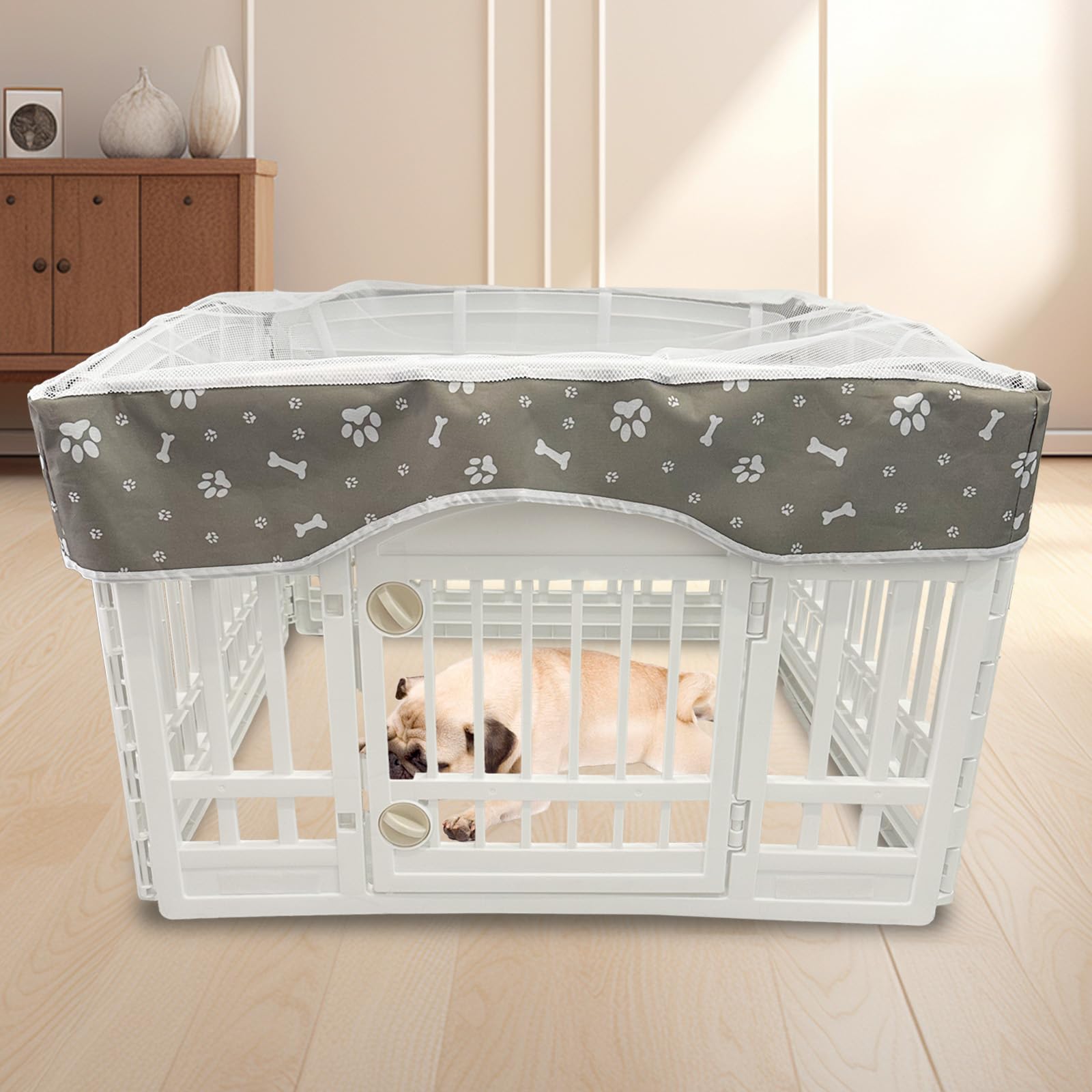 PJYuCien dog playpen mesh top cover easy-clean design.