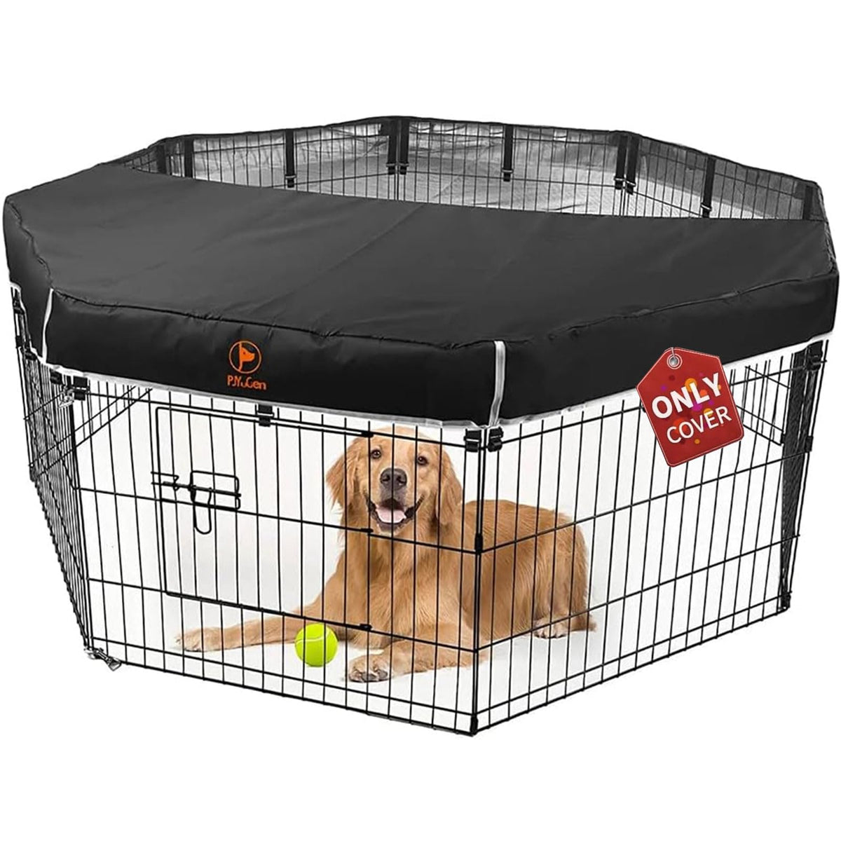 PJYuCien dog playpen mesh top cover front view demonstrates breathable fabric for comfort.