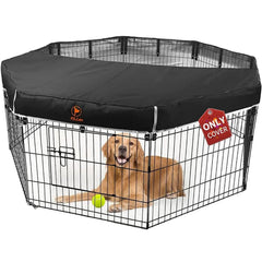 PJYuCien dog playpen mesh top cover front view demonstrates breathable fabric for comfort.
