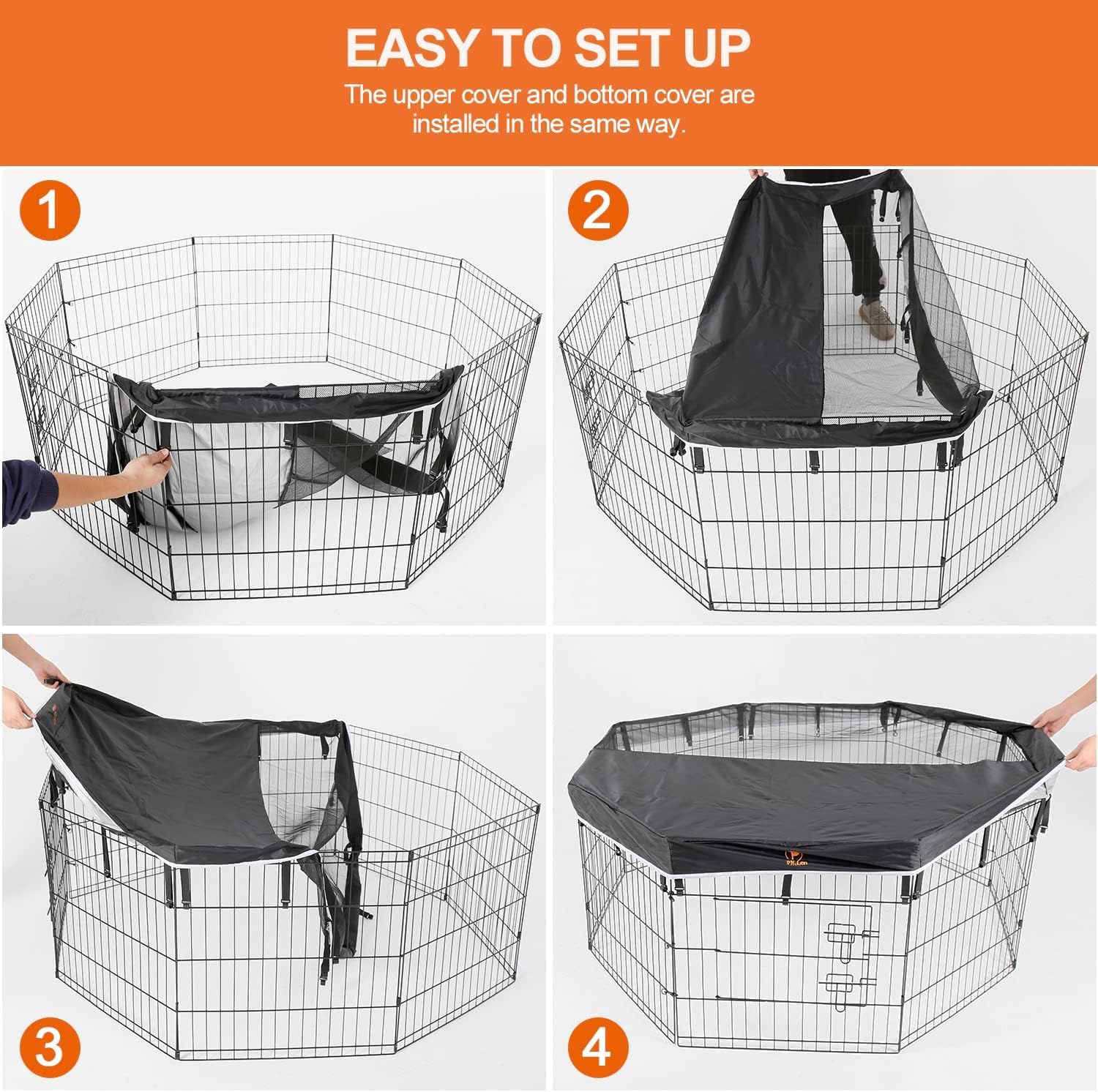 PJYuCien dog playpen mesh top cover uv-protection design for outdoor time.