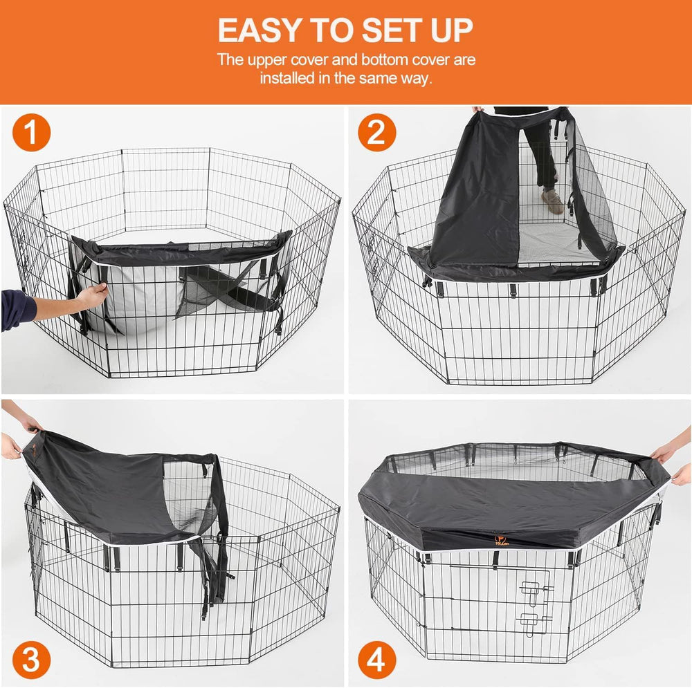 PJYuCien dog playpen mesh top cover uv-protection design for outdoor time.