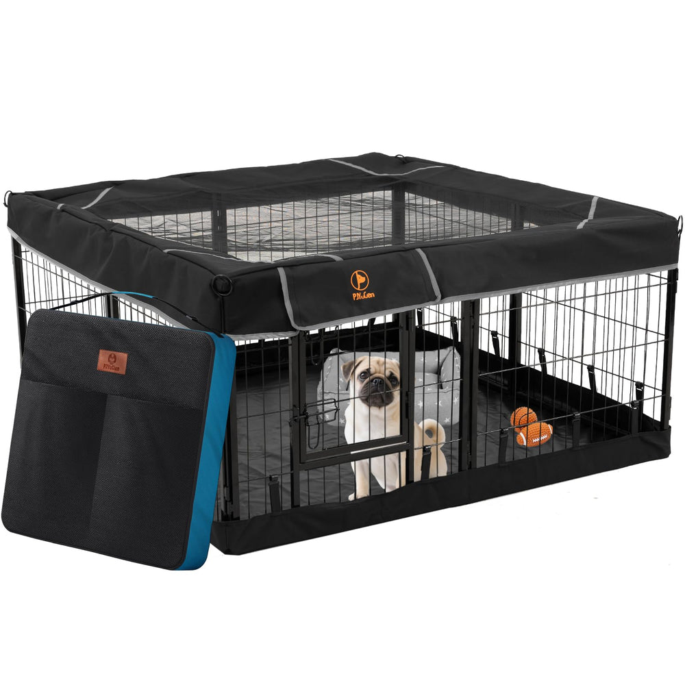 PJYuCien dog playpen square bottom demonstrates stable, floor-protecting base