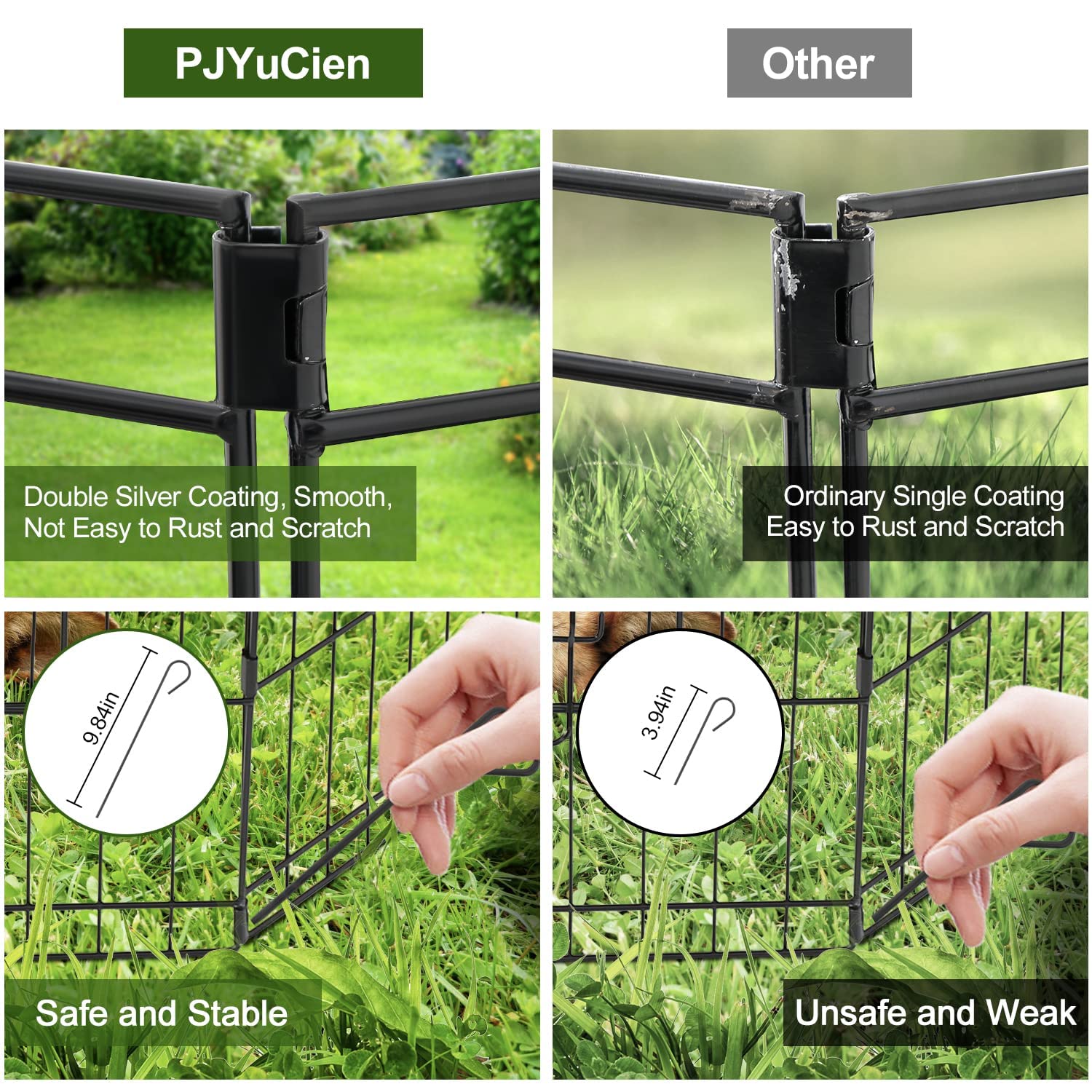 PJYuCien ground stakes help secure the pen on grass