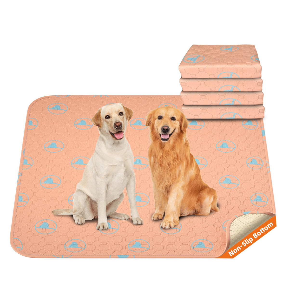 PJYuCien washable pee pad 36x36 orange top view for potty training.