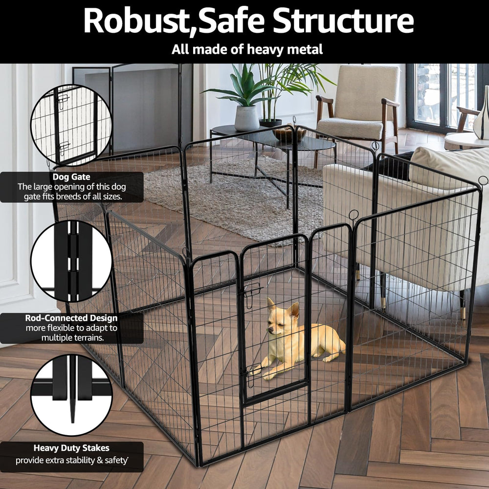 PJYuCien eight-panel square-bottom dog pen demonstrating stable play space
