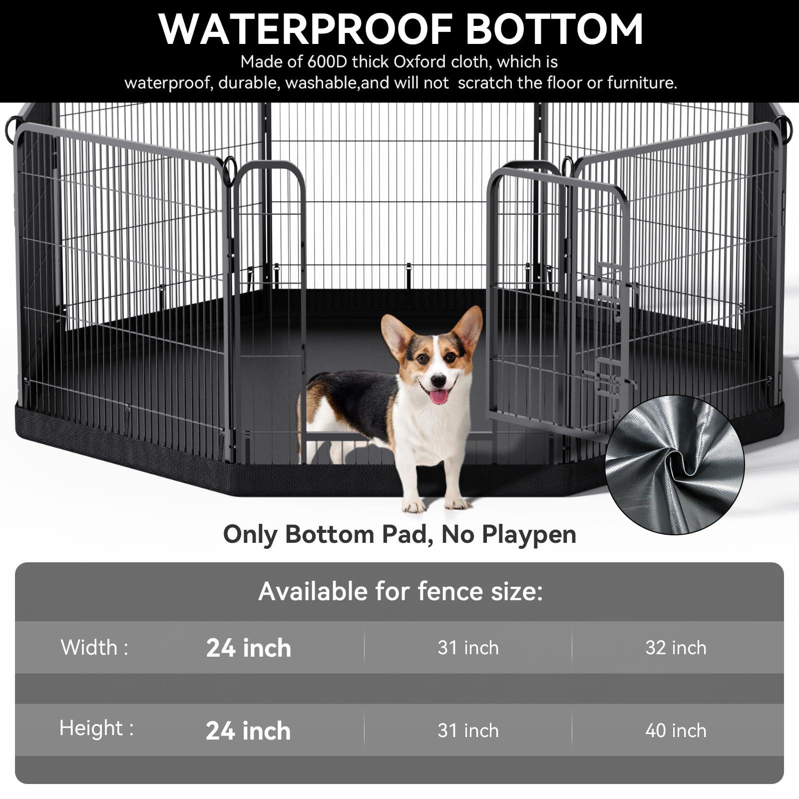 PJYuCien bottom pad fits most 24-inch wide eight-panel octagonal pens.