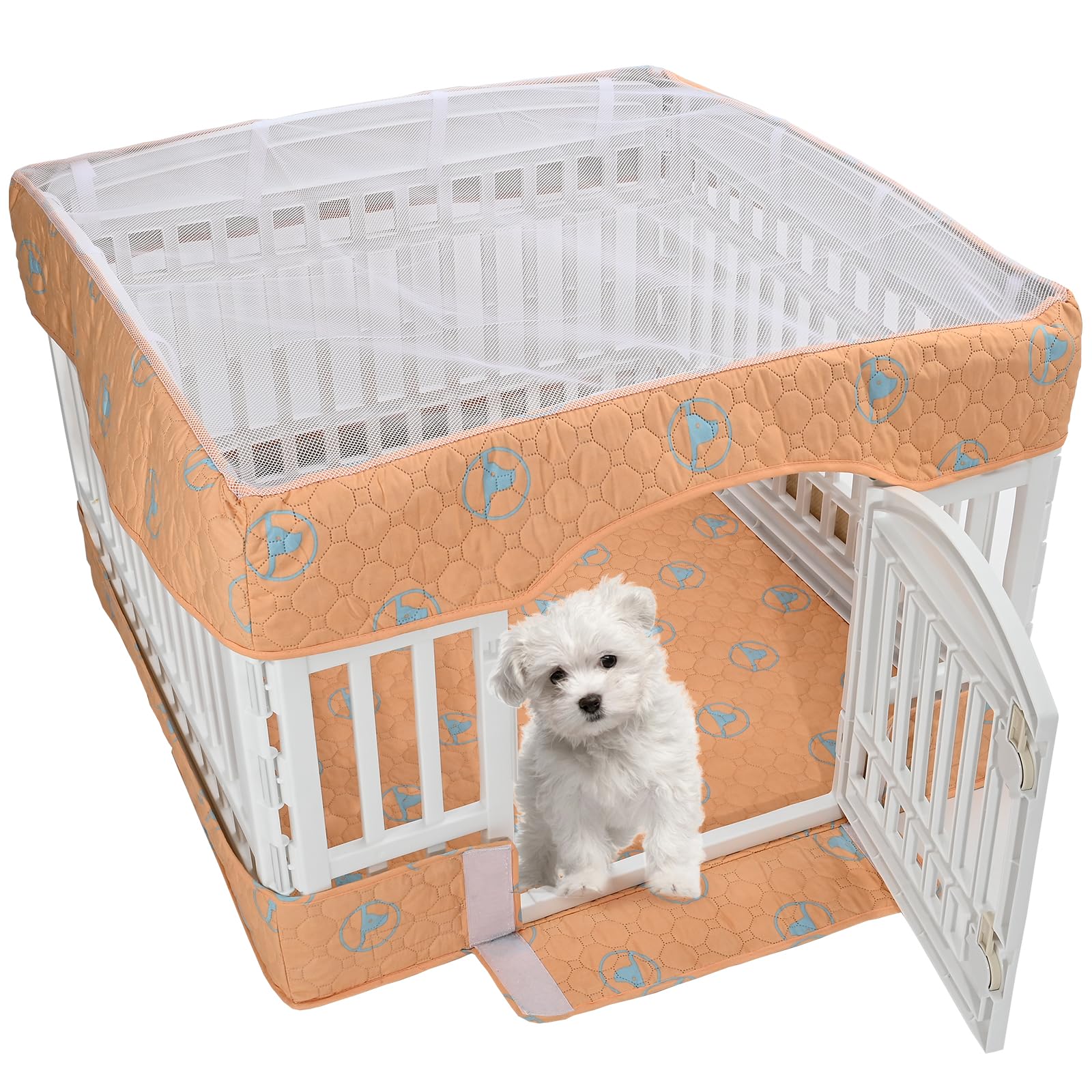 PJYuCien dog playpen-easy-clean-durable cover helps keep floors dry and tidy.