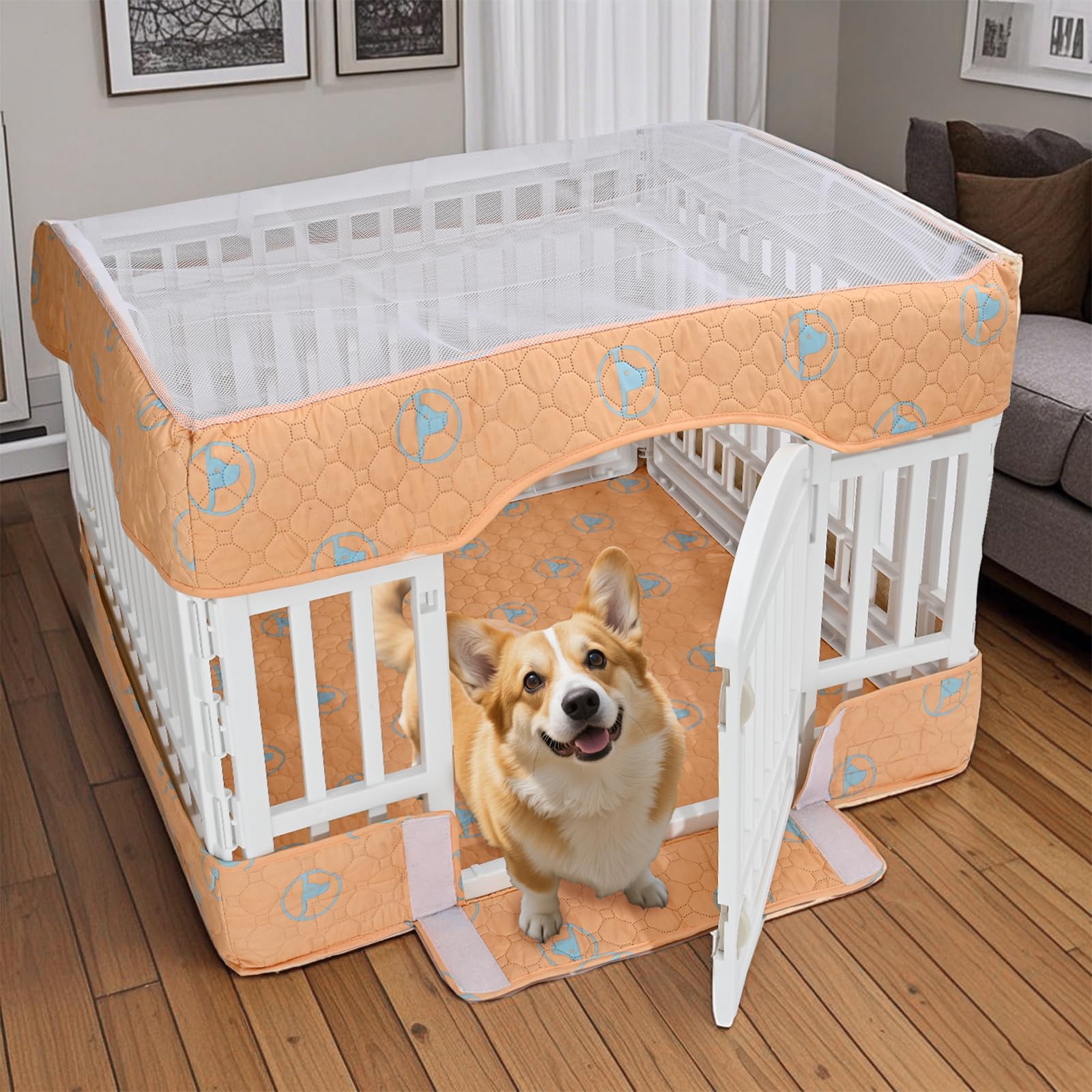 PJYuCien dog playpen-machine-washable-bottom enables reuse and easier cleaning routines.