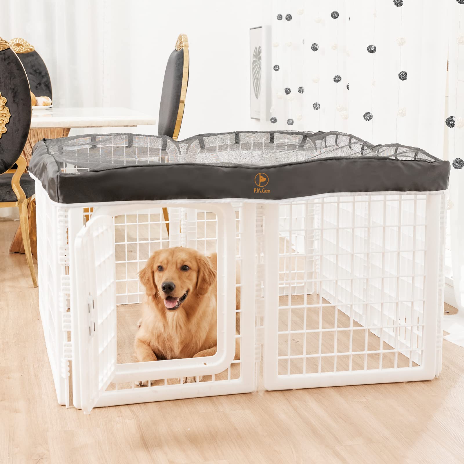 PJYuCien dog playpen mesh top cover sized for 24 inch eight-panel regular-square pens