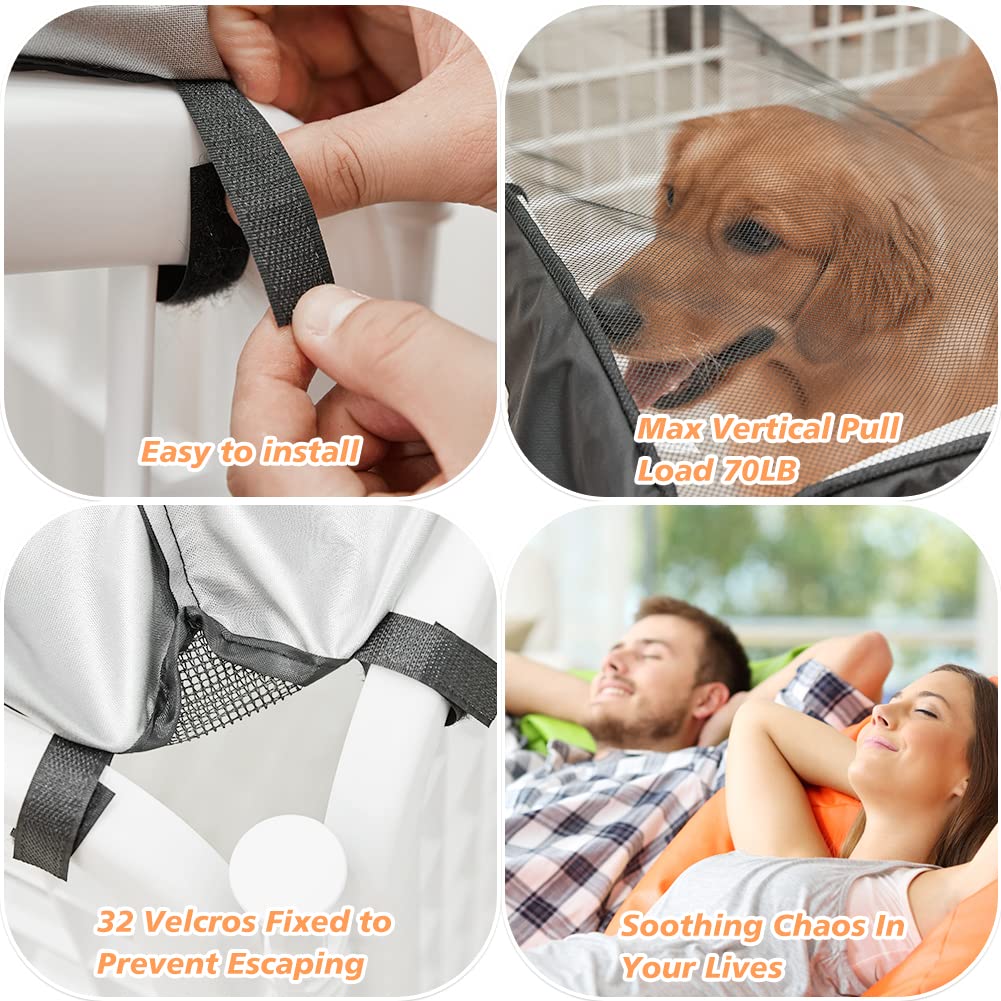 PJYuCien dog playpen mesh top cover closeup of breathable mesh and ventilation