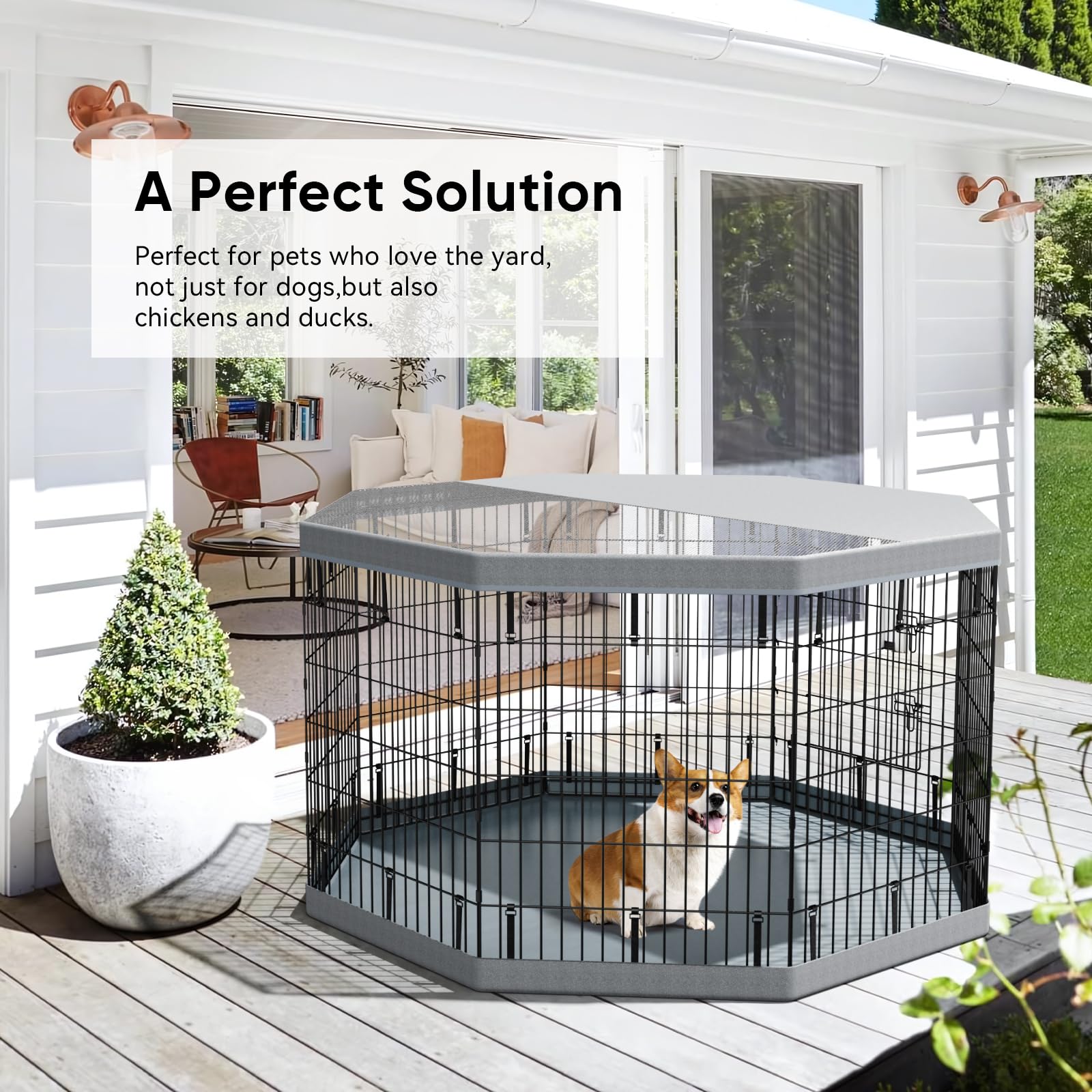 PJYuCien dog playpen 36H-24W panel size fits small to medium dogs