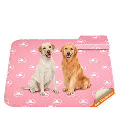 PJYuCien washable dog playpen mat in pink with soft quilted surface for comfort.