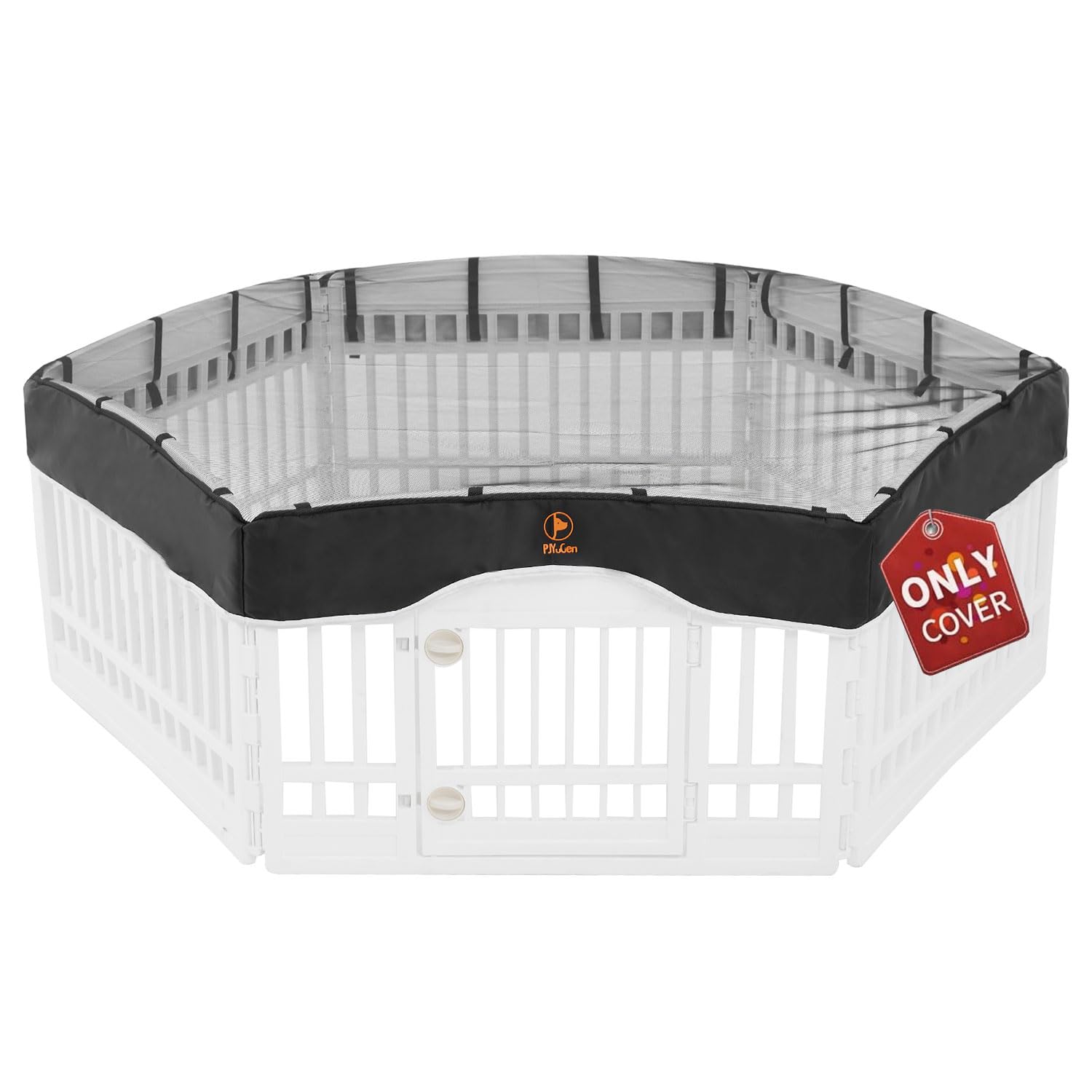 PJYuCien dog playpen cover showing assembly buckles for quick setup and secure fit.