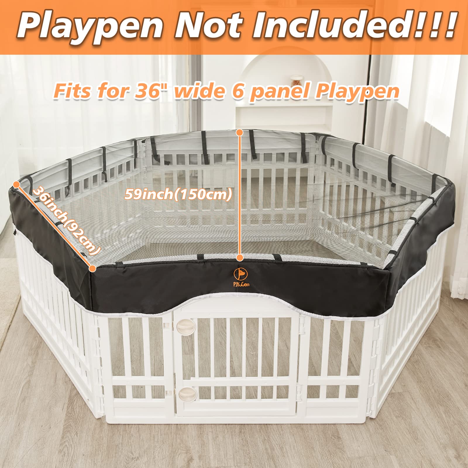 PJYuCien dog playpen cover with mesh top for breathable airflow and sun protection.