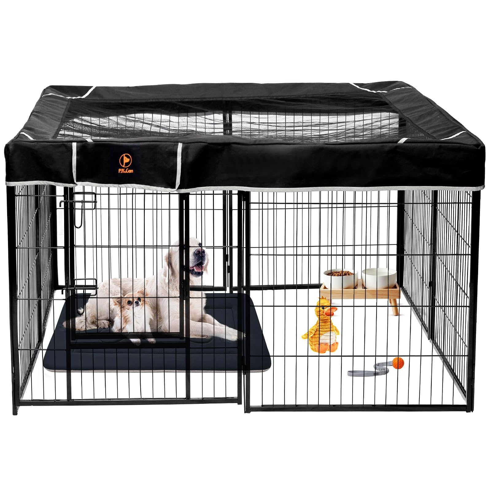 PJYuCien square top cover on an 8-panel playpen provides full coverage and spill protection.