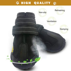 PK.ZTopia waterproof dog boots strap details highlight adjustable fasteners for snug paw support