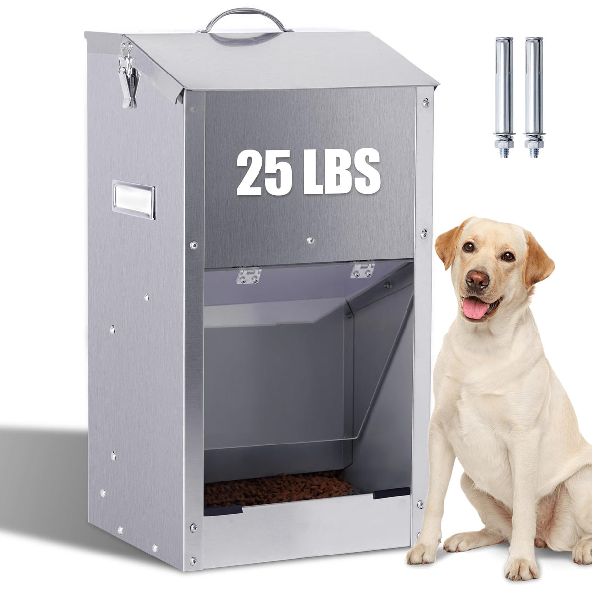 PKNYBZH automatic dog feeder with 25lb capacity for multi-dog homes.