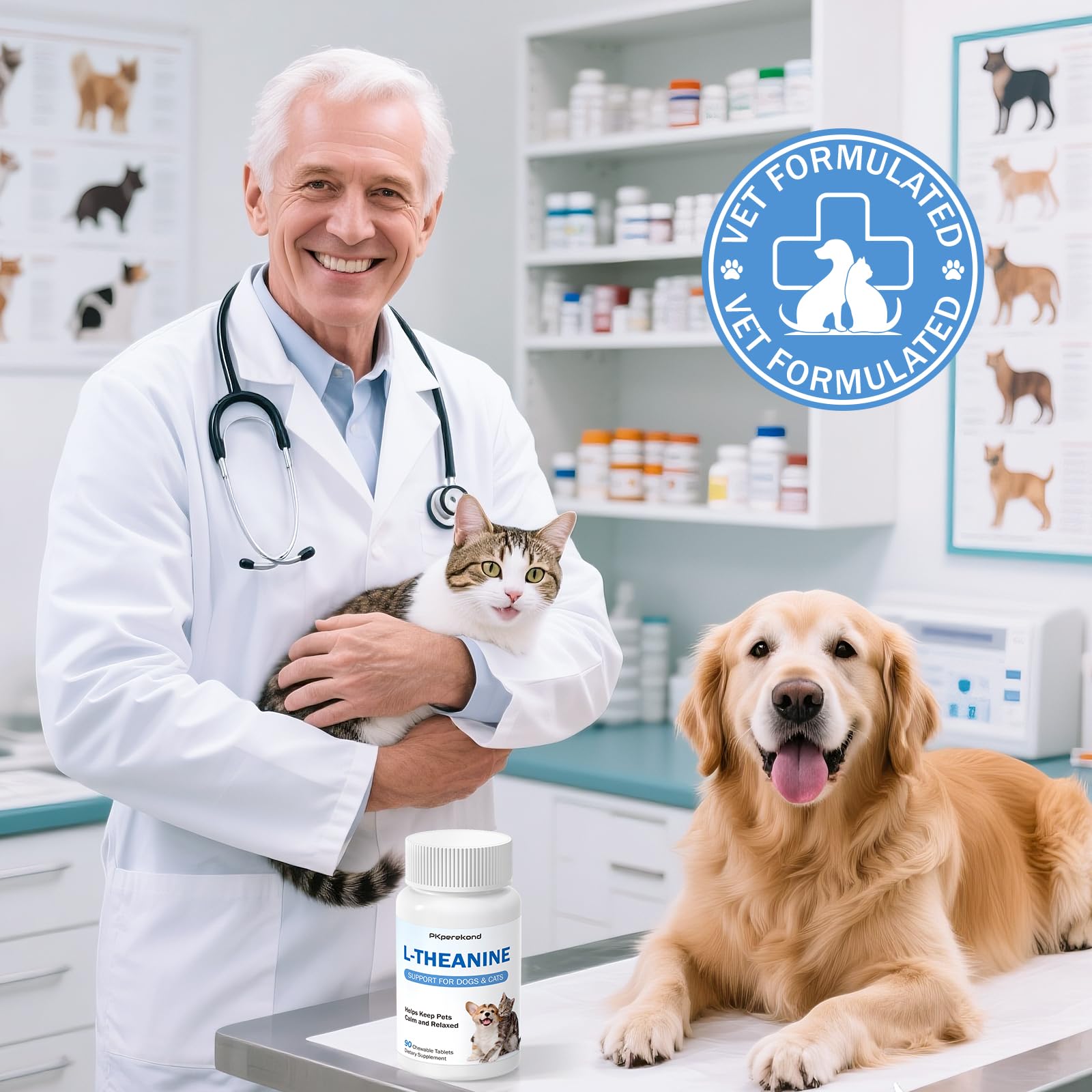 PKperekond L-Theanine dosage-friendly tablet fit for pets of all sizes.