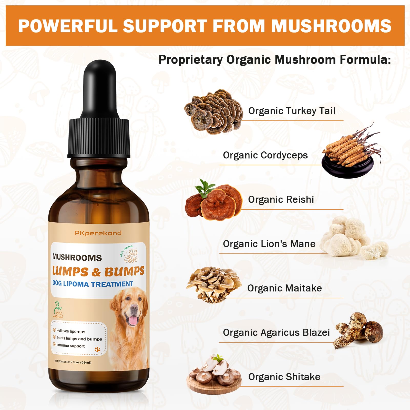 PKperekond shiitake-mushroom-drops-dog promotes skin comfort and gentle inflammation response.