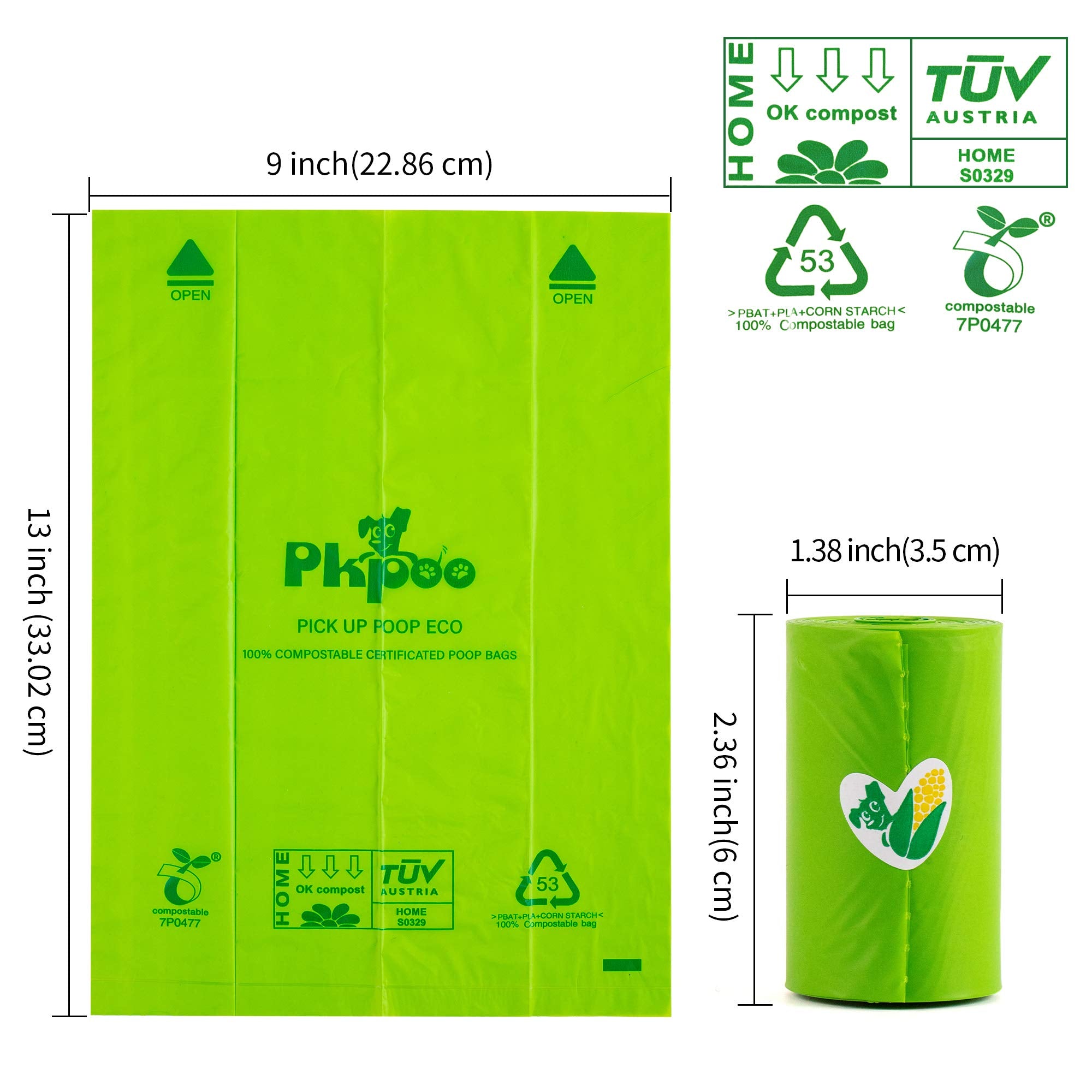 Pkpoo 13x9 size bags fit multiple waste tasks at home.